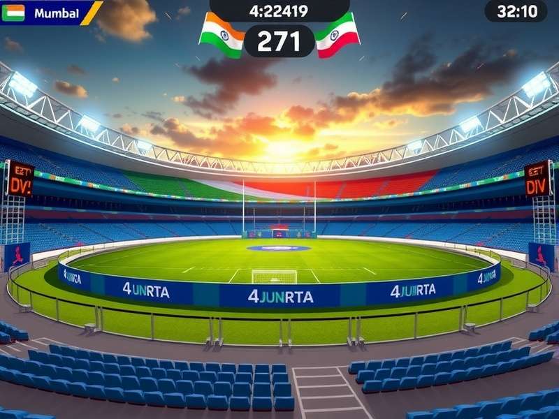 Turbo Rugby India gameplay showing Mumbai stadium with Indian flag colors